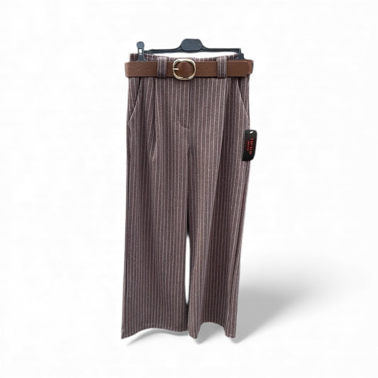 Damenhose mit Nadelstreifen und Gürtel – elegante Wide-Leg-Passform