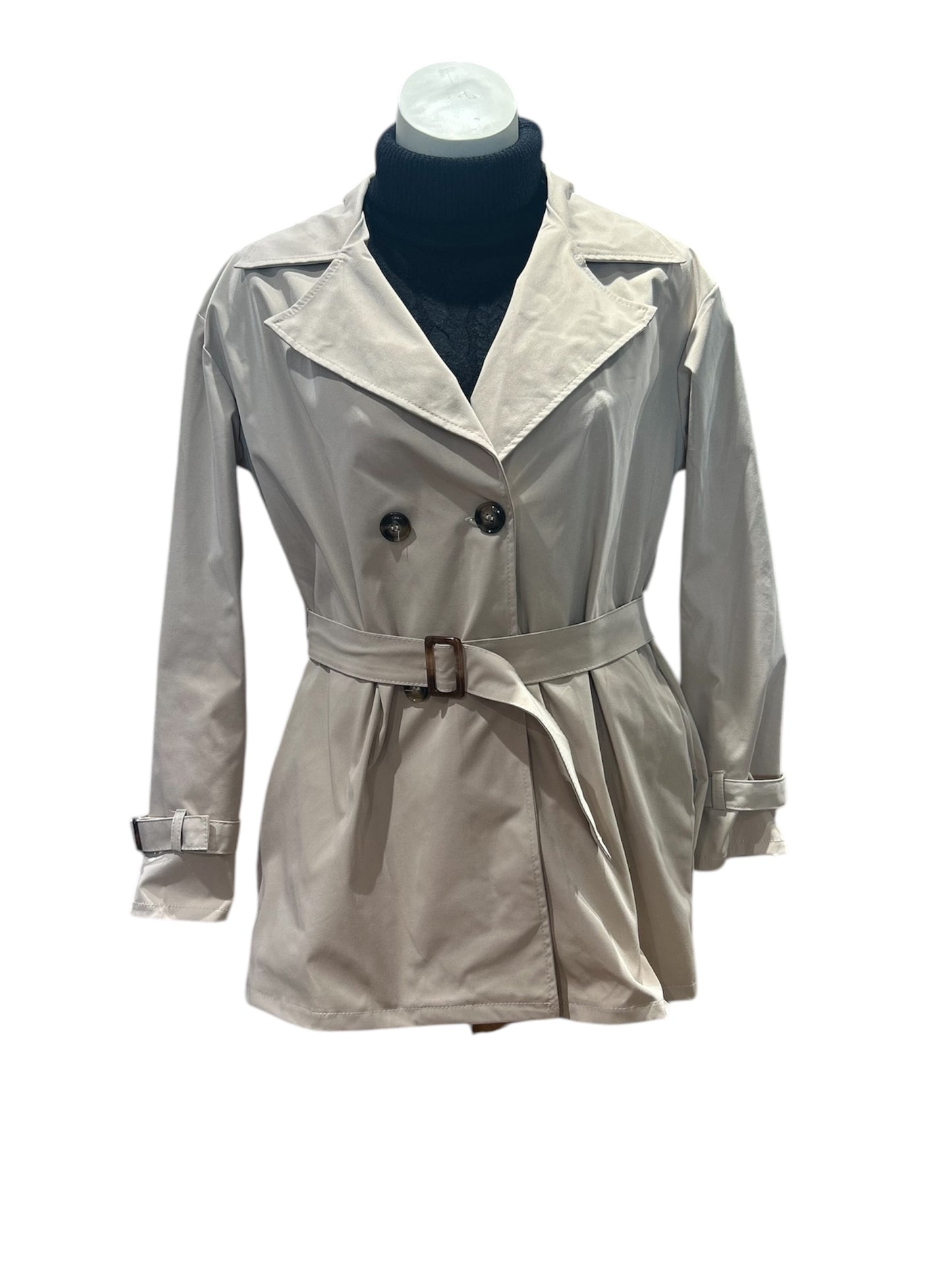 Eleganter Damen-Trenchcoat in Beige und Dunkelgrün