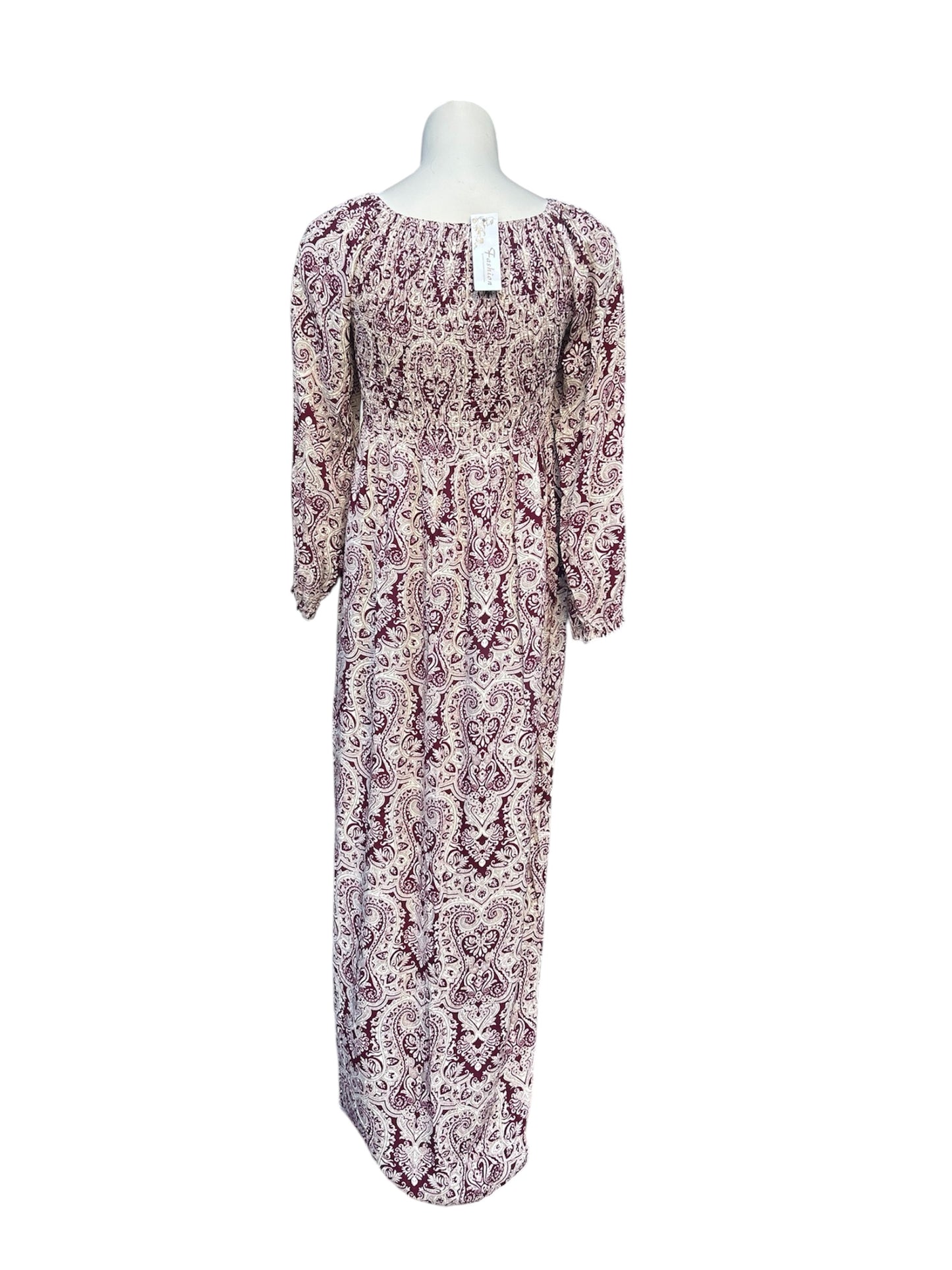Maxi-Kleid mit modernem Blumenmuster – Creme