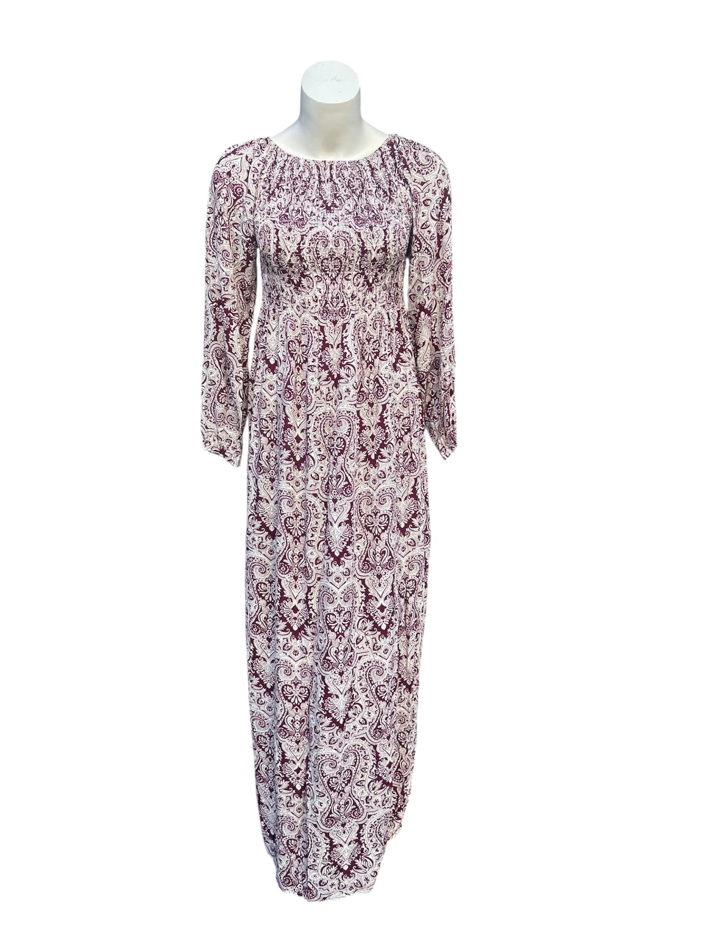 Maxi-Kleid mit modernem Blumenmuster – Creme