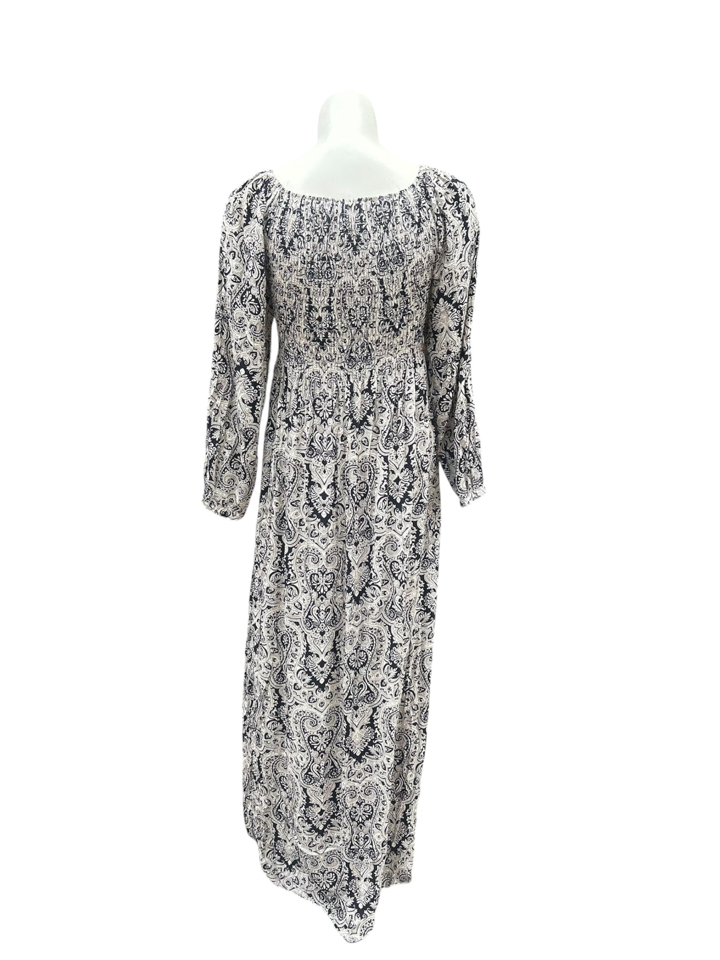 Maxi-Kleid mit modernem Blumenmuster – Creme