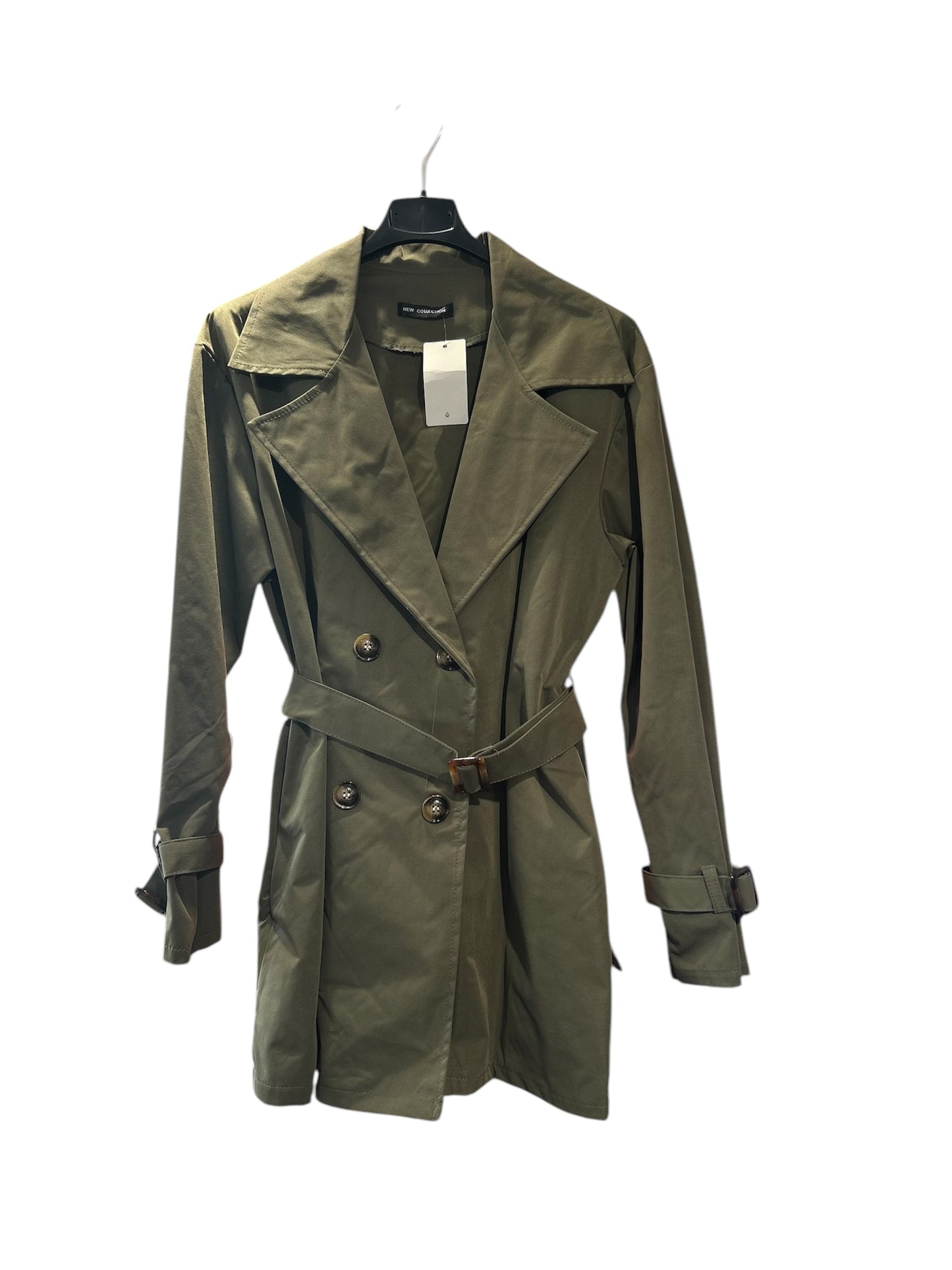 Eleganter Damen-Trenchcoat in Beige und Dunkelgrün