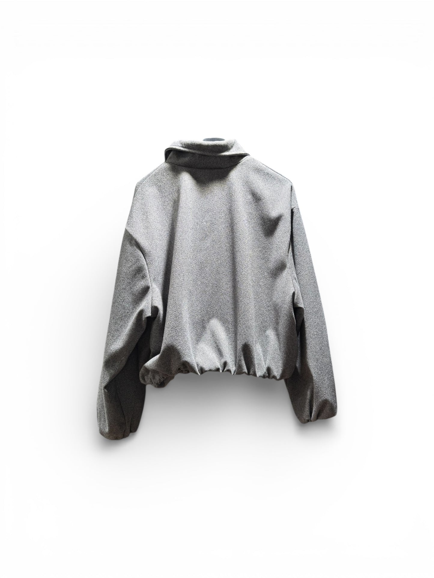 Graue Cropped Jacke mit Reißverschluss – Minimalistischer Oversized Look