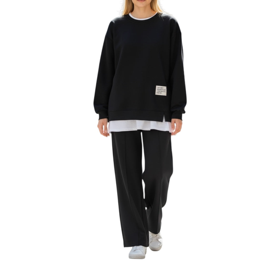 Cloud-Comfort Lounge-Set – 2-teiliges Set aus Sweatshirt & Wide-Leg Hose